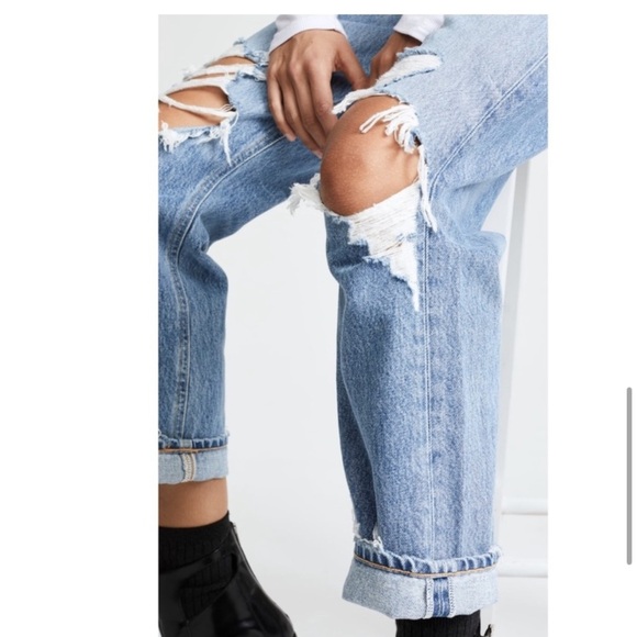 AGOLDE 100% ORGANIC COTTON RIPPED KNEE BUTTON FLY HIGH WAISTED JEANS SZ 28 - Picture 8 of 16